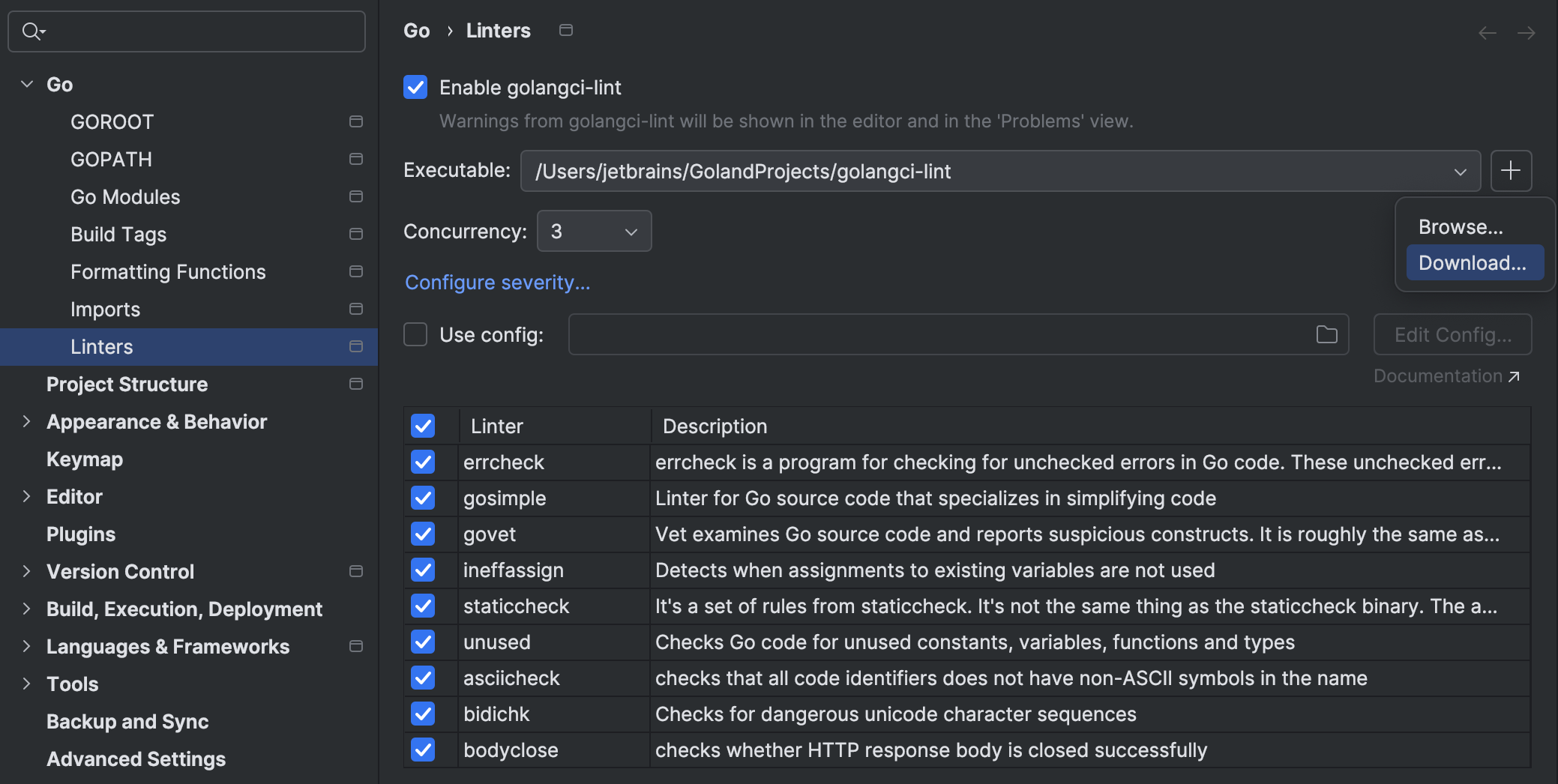 Configuring golangci-lint | GoLand Documentation