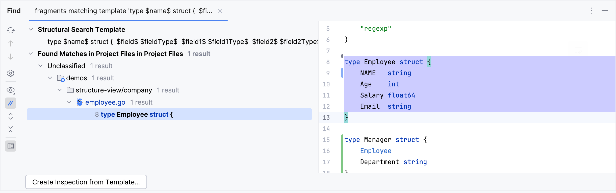 Find tool window results Find tool window results