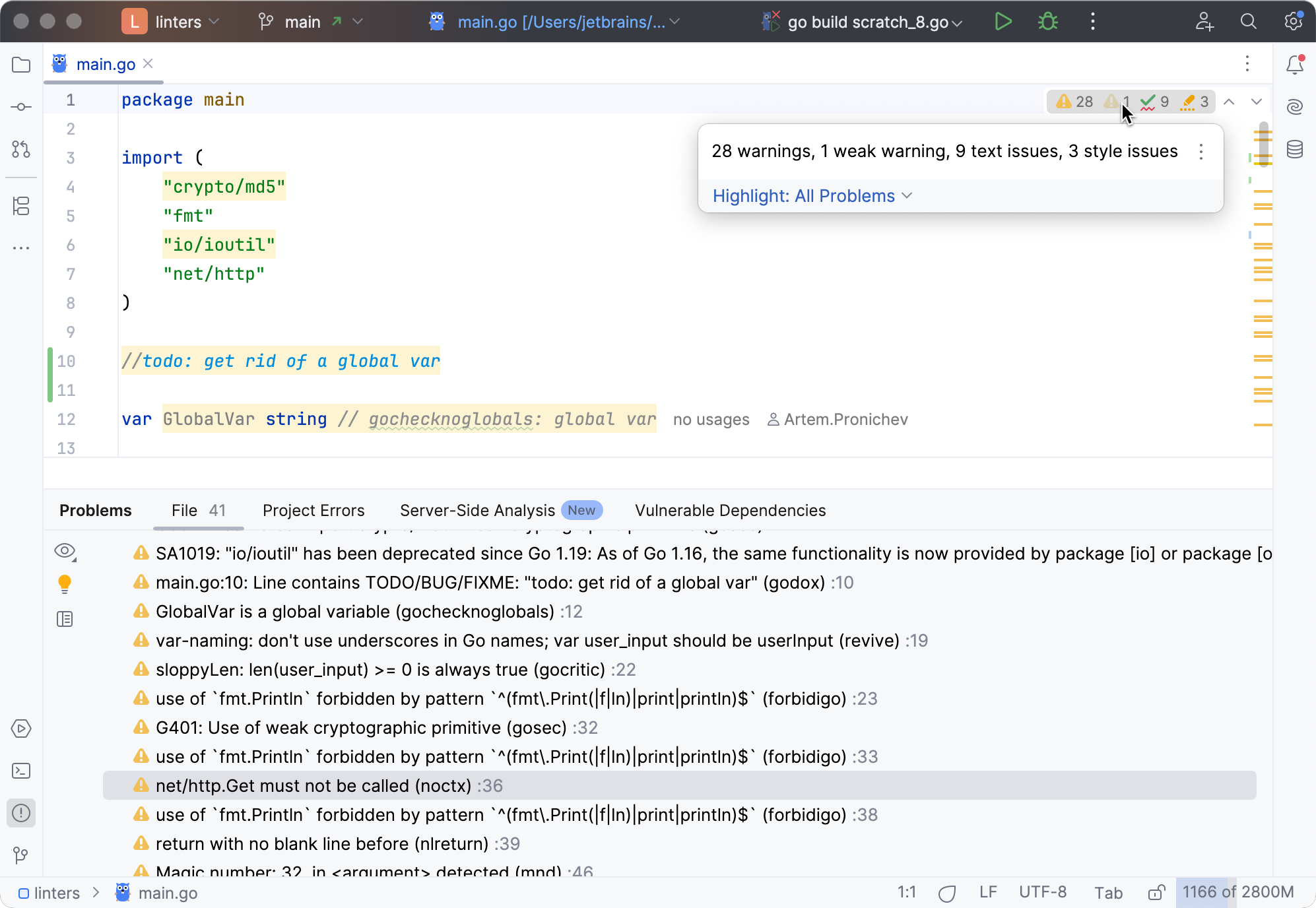 Using results of golangci-lint in the editor Using results of golangci-lint in the editor