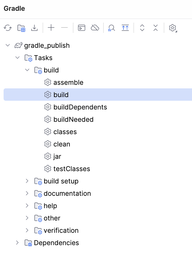 Gradle ツールウィンドウ