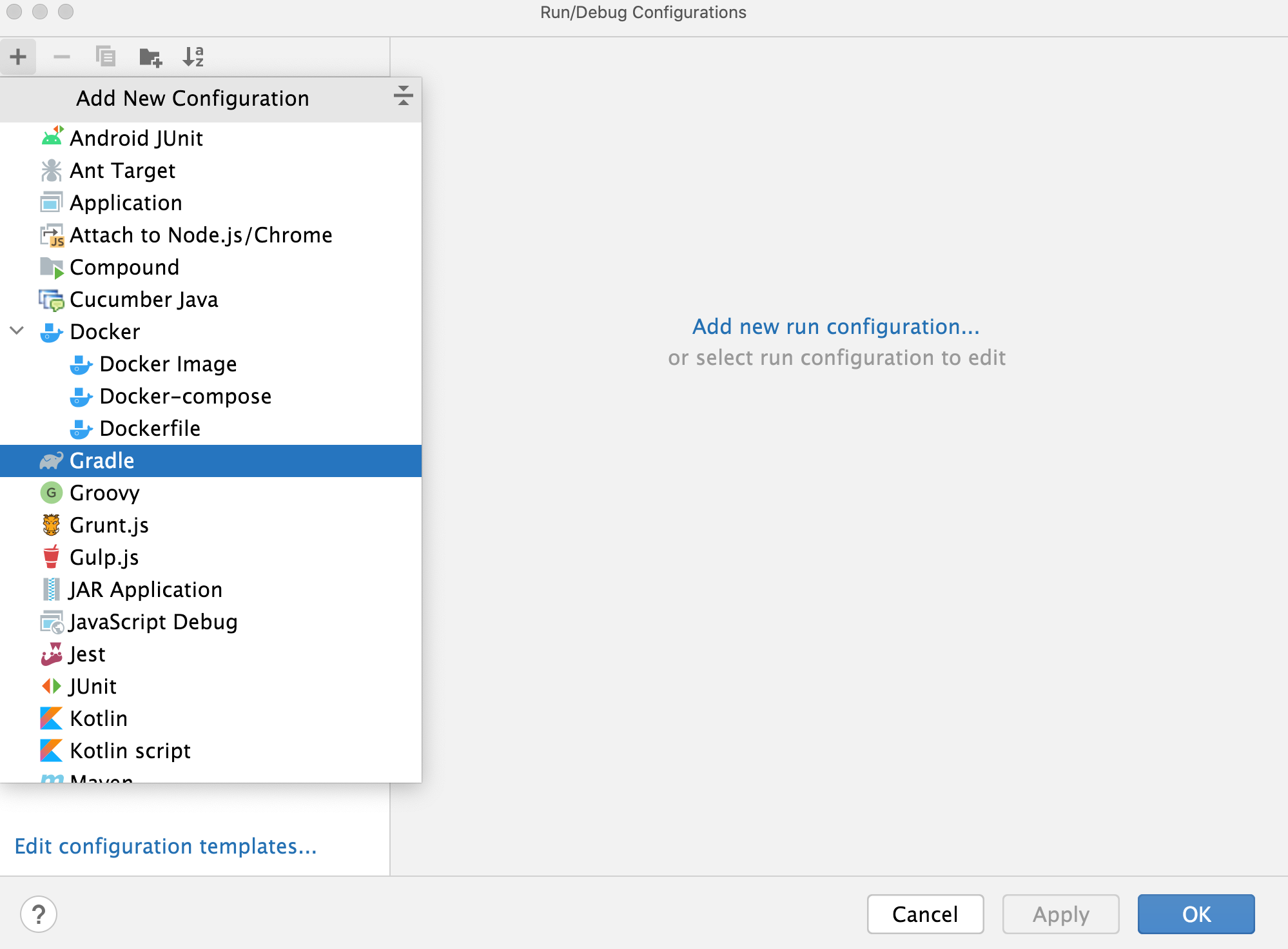 Add new Gradle run/debug configuration Add new Gradle run/debug configuration