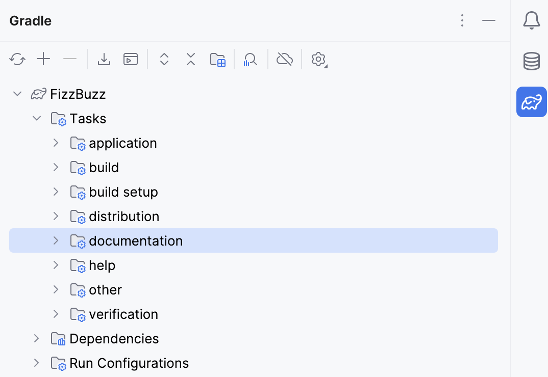 the Gradle tool window the Gradle tool window