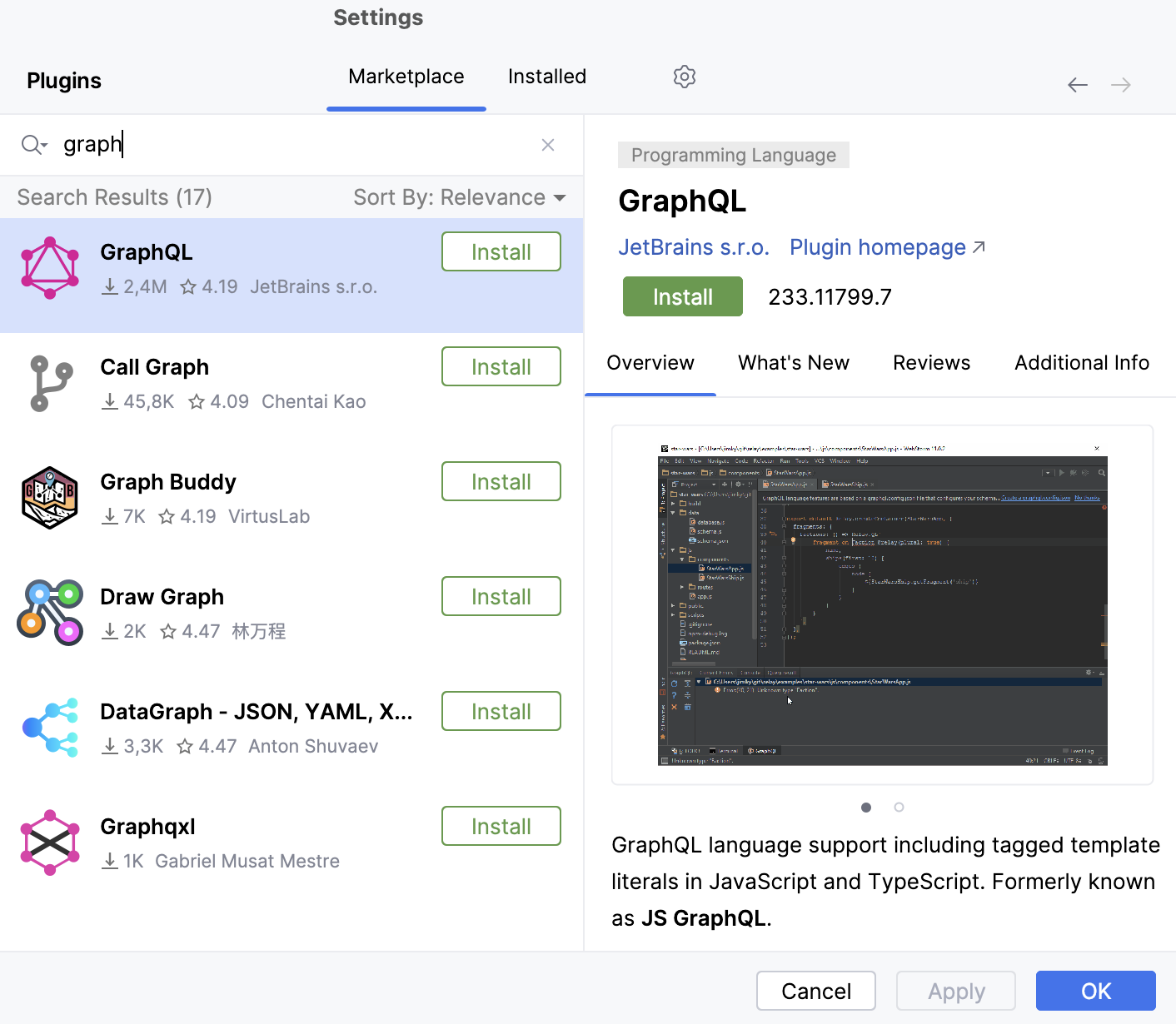 安装 GraphQL 插件 安装 GraphQL 插件