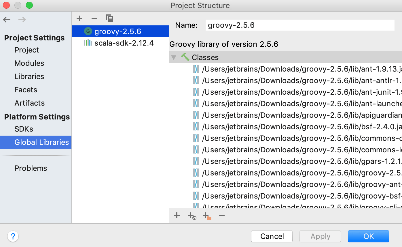 Project Structure dialog / Global Libraries Project Structure dialog / Global Libraries
