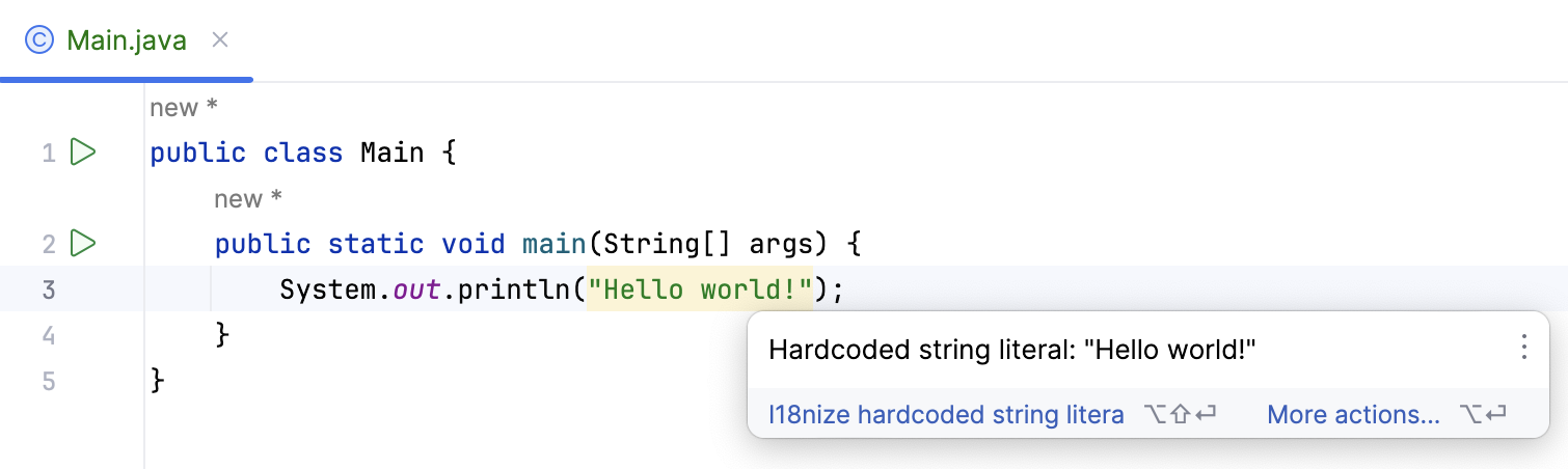 Highlighted hard-coded string literal Highlighted hard-coded string literal