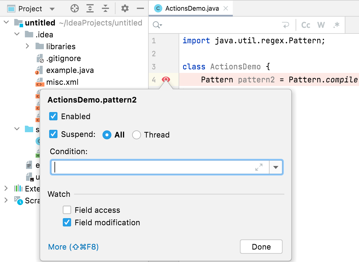 Using field watchpoints Using field watchpoints