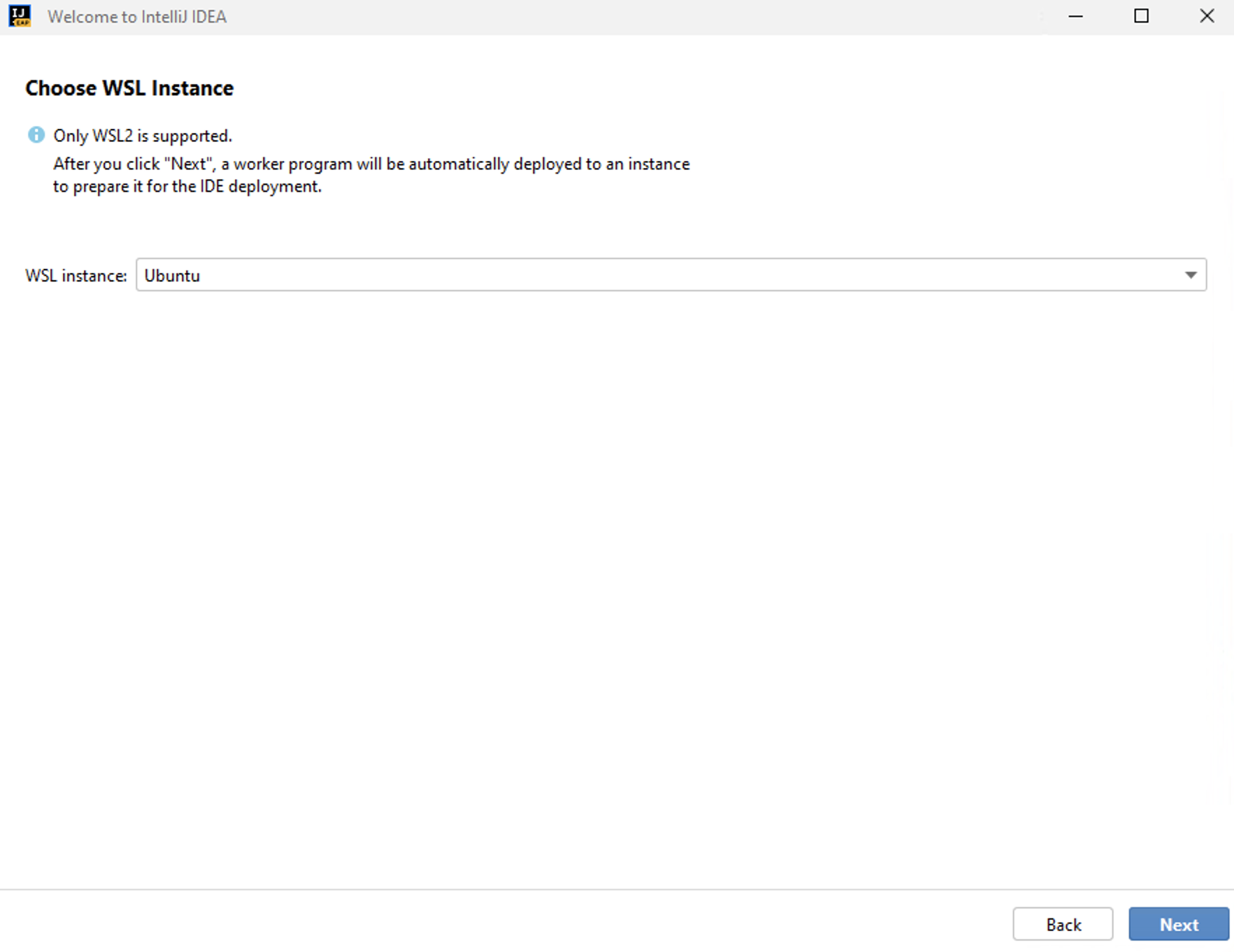 Choose WSL instance Choose WSL instance