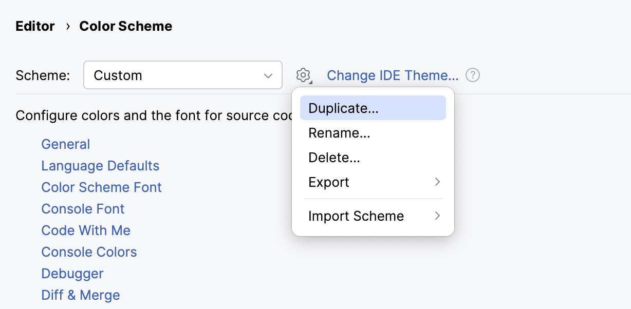 Duplicate a color scheme Duplicate a color scheme