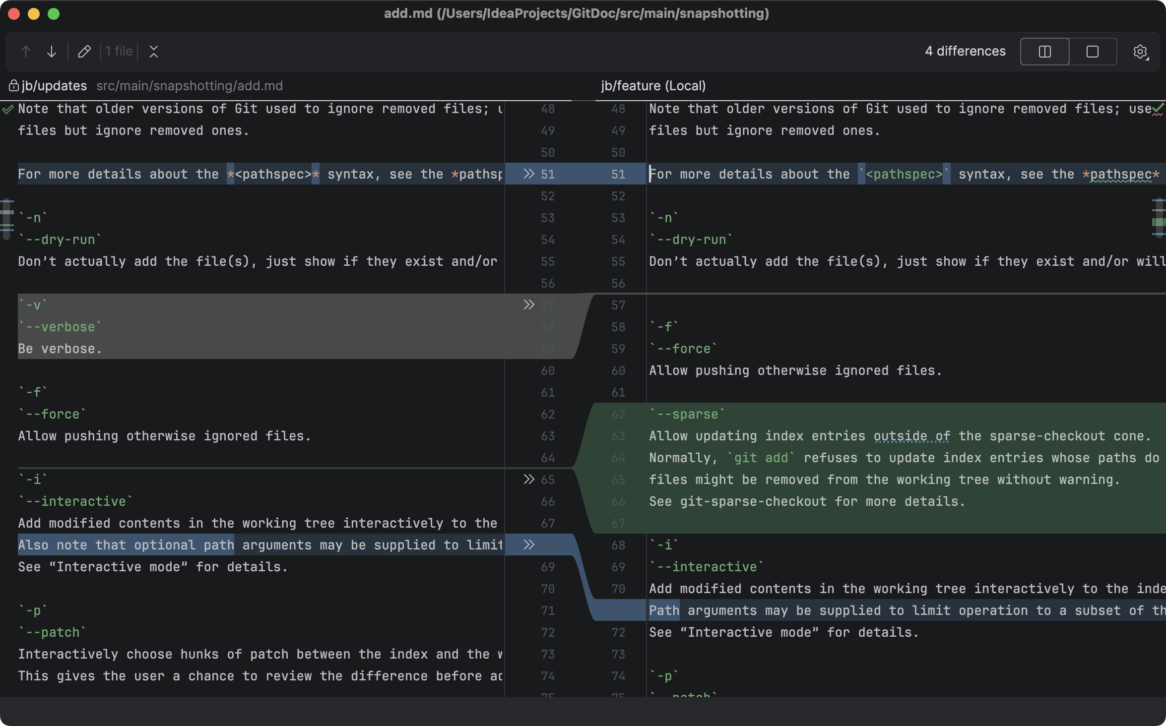 Diff Viewer for files | IntelliJ IDEA Documentation