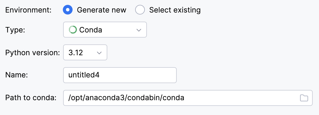 新しい conda 環境を生成する