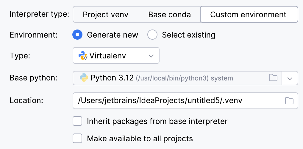 Create a project with virtualenv Create a project with virtualenv