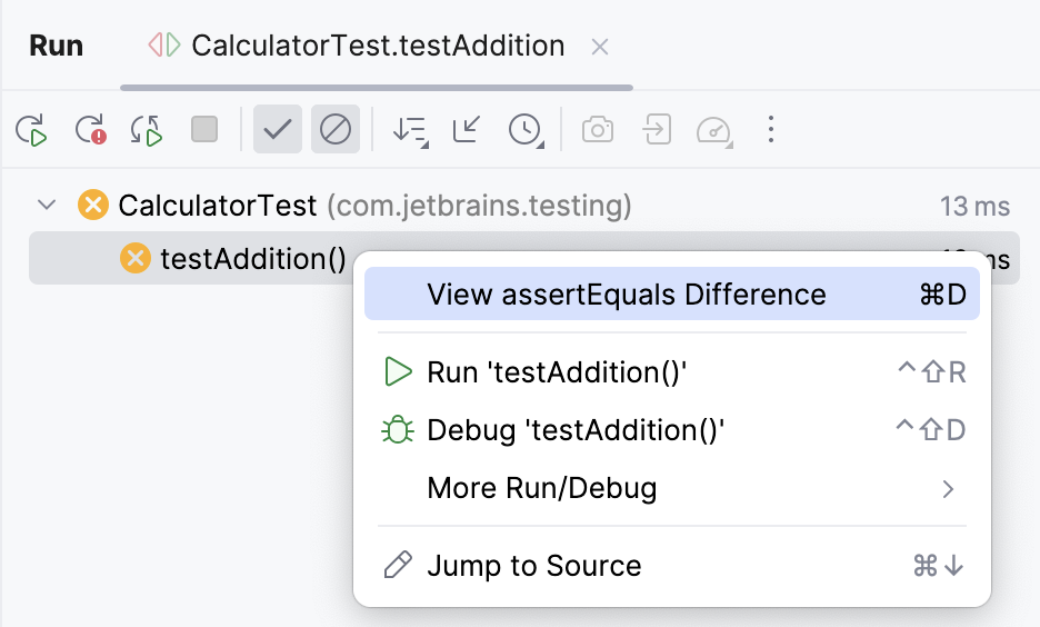Option to view assertEquals difference Option to view assertEquals difference