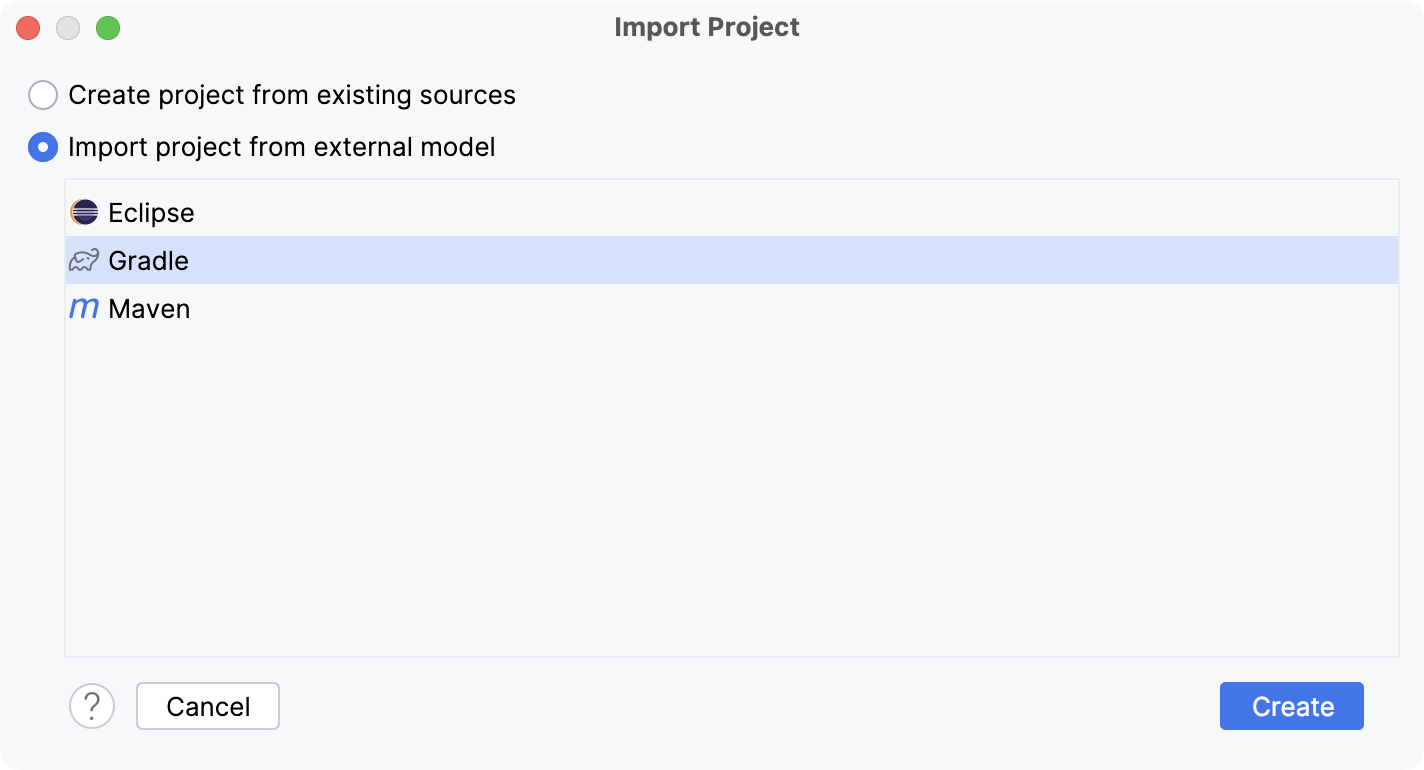 Importing a project from an external model Importing a project from an external model