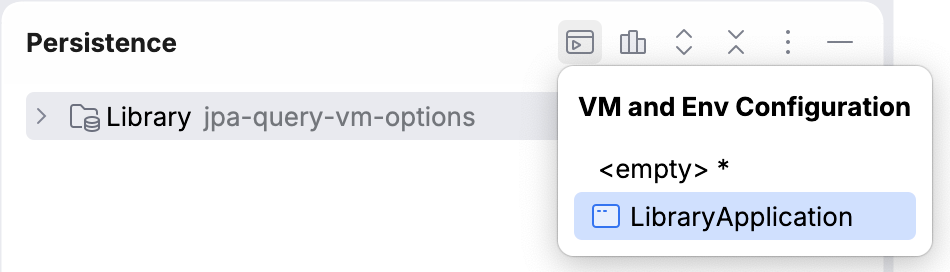 Run configuration toolbar Run configuration toolbar