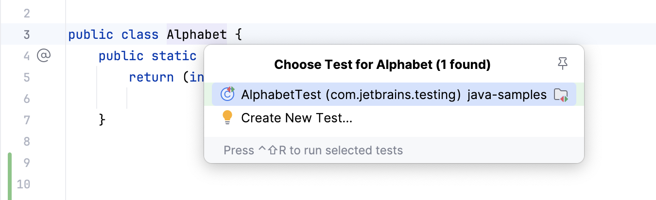 Navigate to test from production code Navigate to test from production code