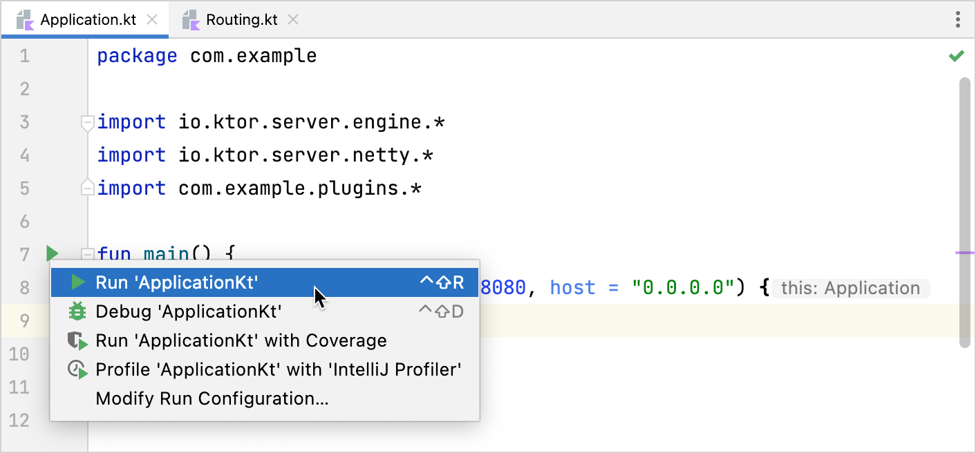 Run a Ktor application Run a Ktor application