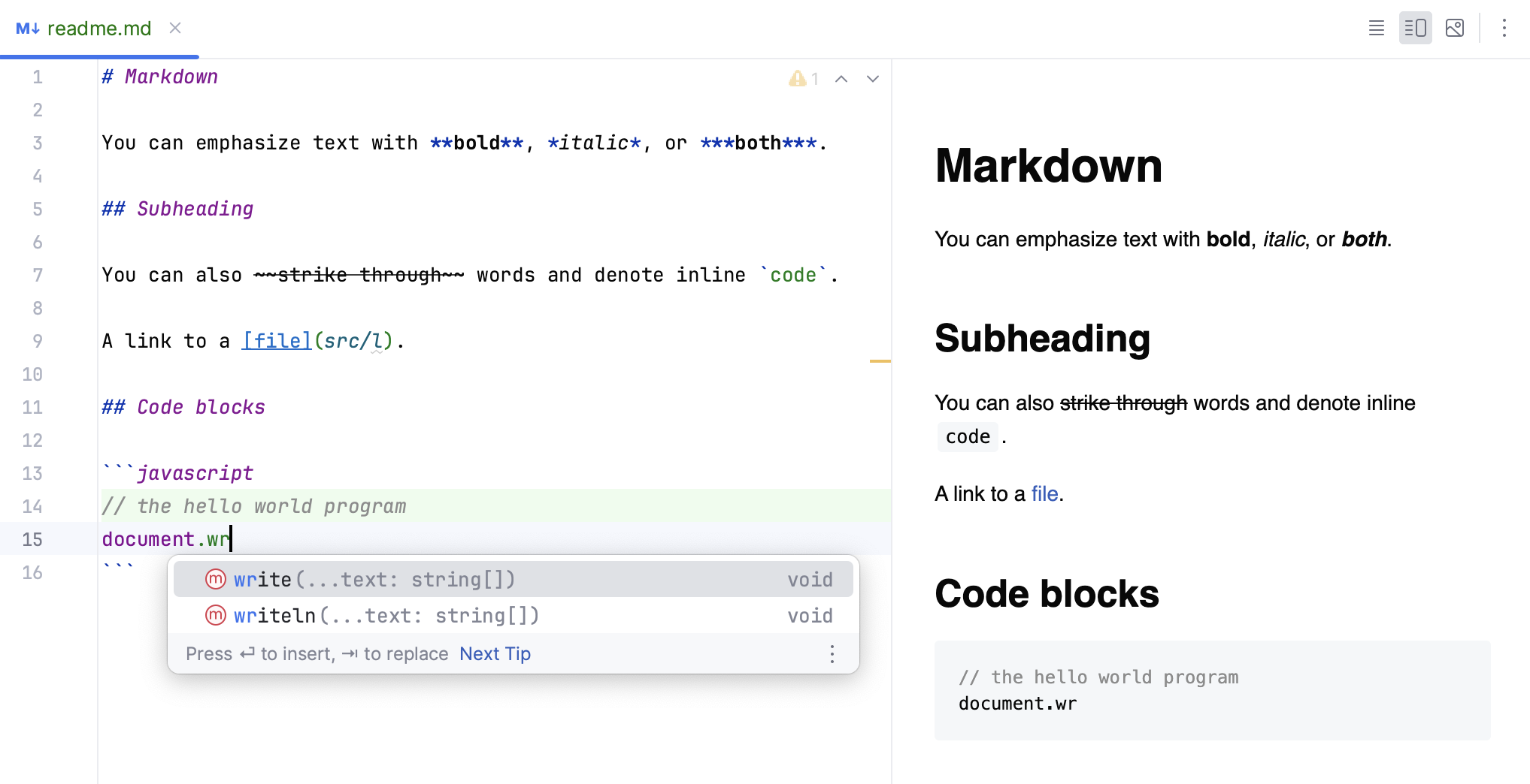 在 Markdown 中插入一个围栏代码块 在 Markdown 中插入一个围栏代码块