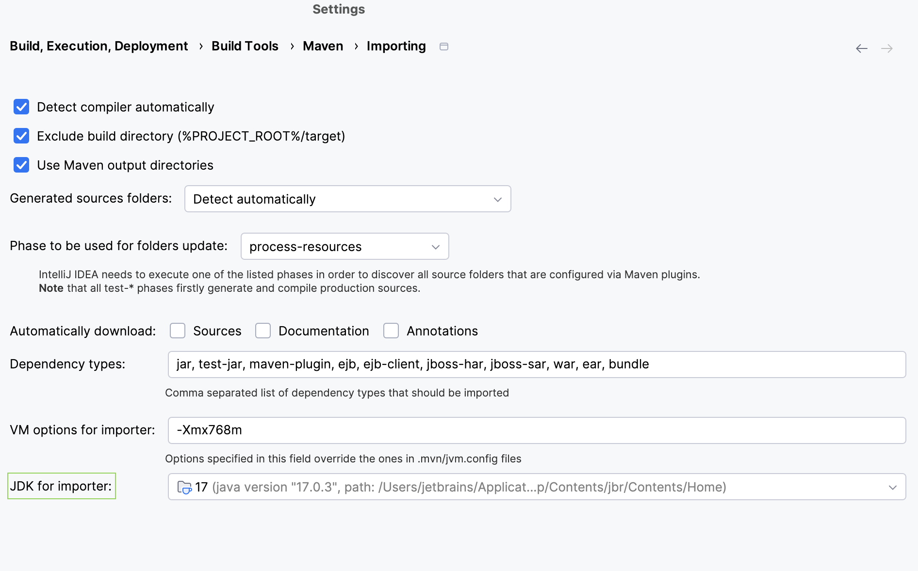 Maven Settings / Importing page Maven Settings / Importing page