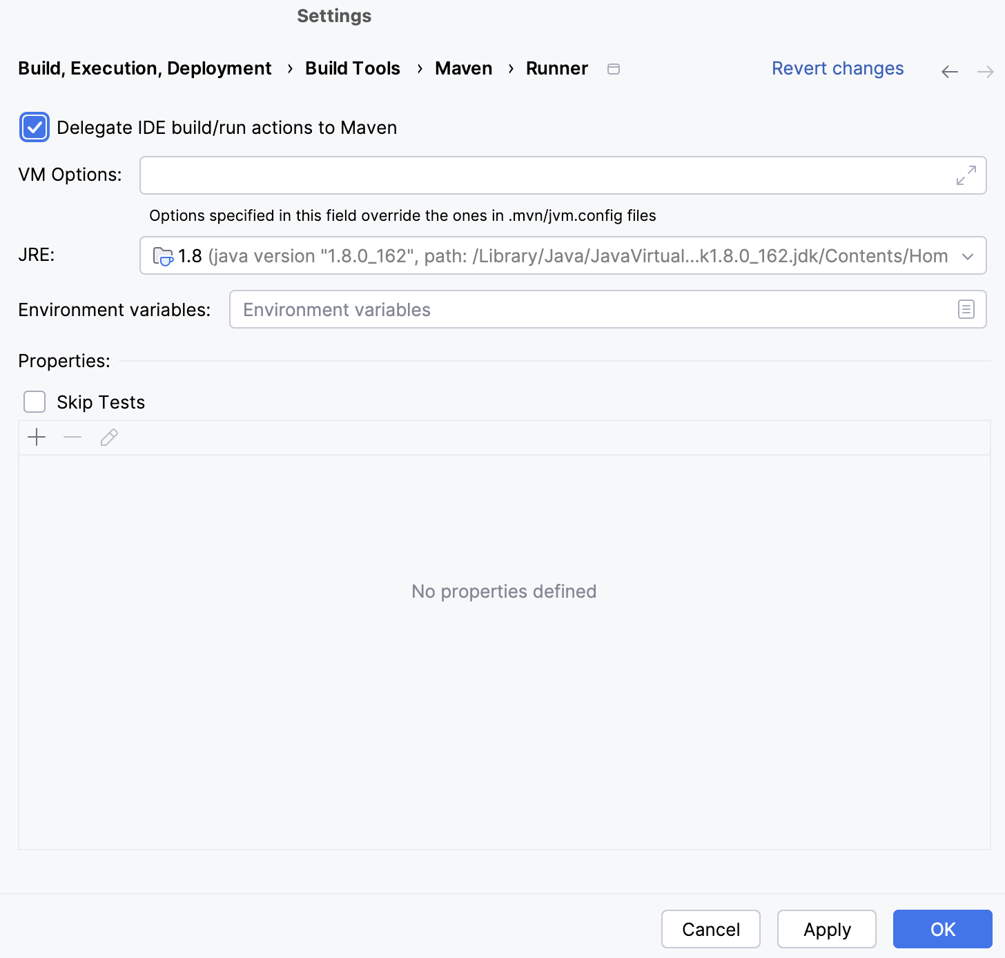 Maven Settings / Runner page Maven Settings / Runner page