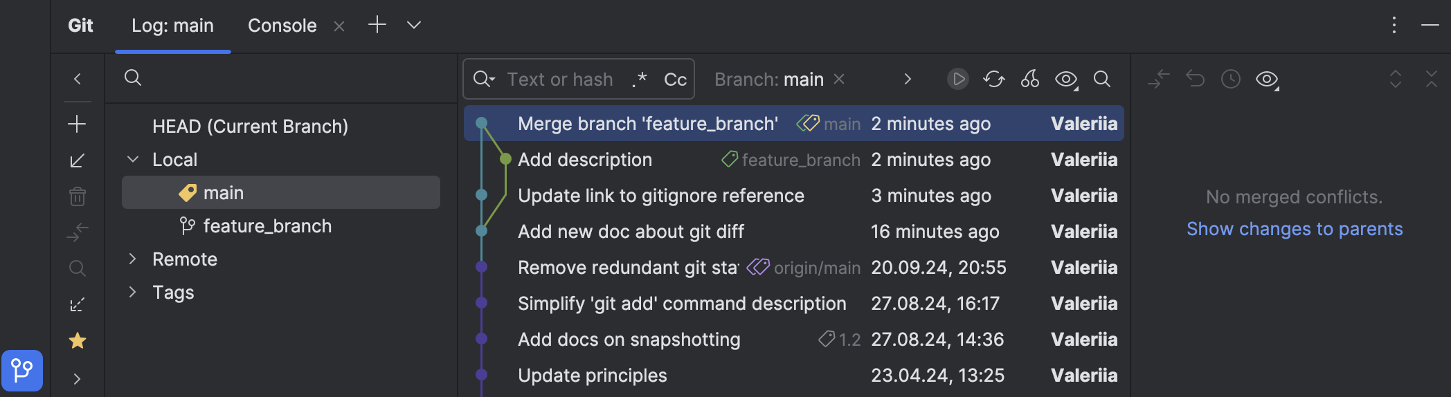 Merge, rebase, or cherry-pick to apply changes | PyCharm Documentation