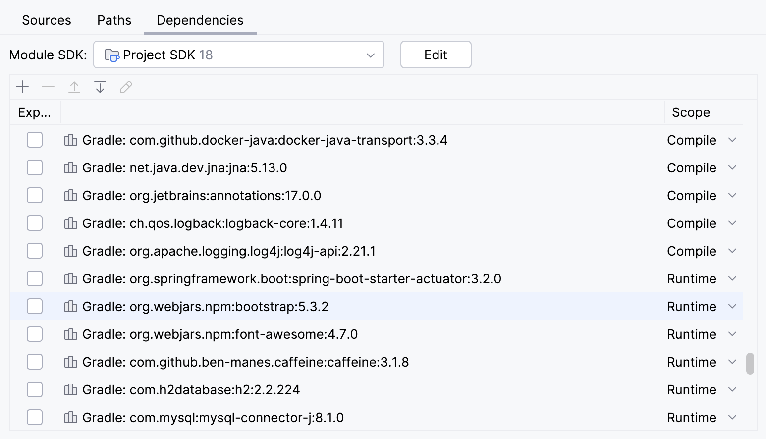 Configuring dependency scopes Configuring dependency scopes