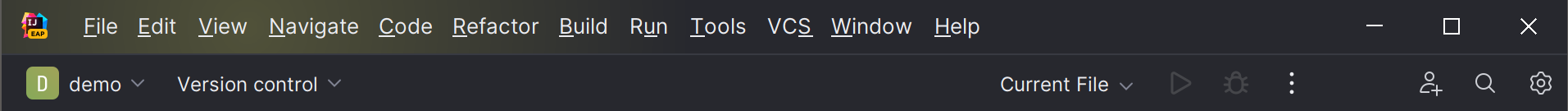 Main menu as a separate toolbar