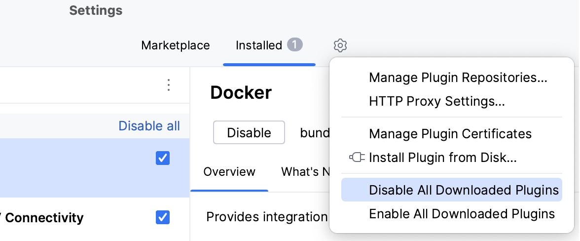Disable all downloaded plugins Disable all downloaded plugins