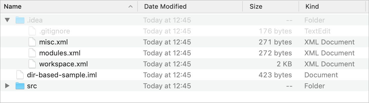 在 Finder 中显示的简单基于目录的项目 在 Finder 中显示的简单基于目录的项目