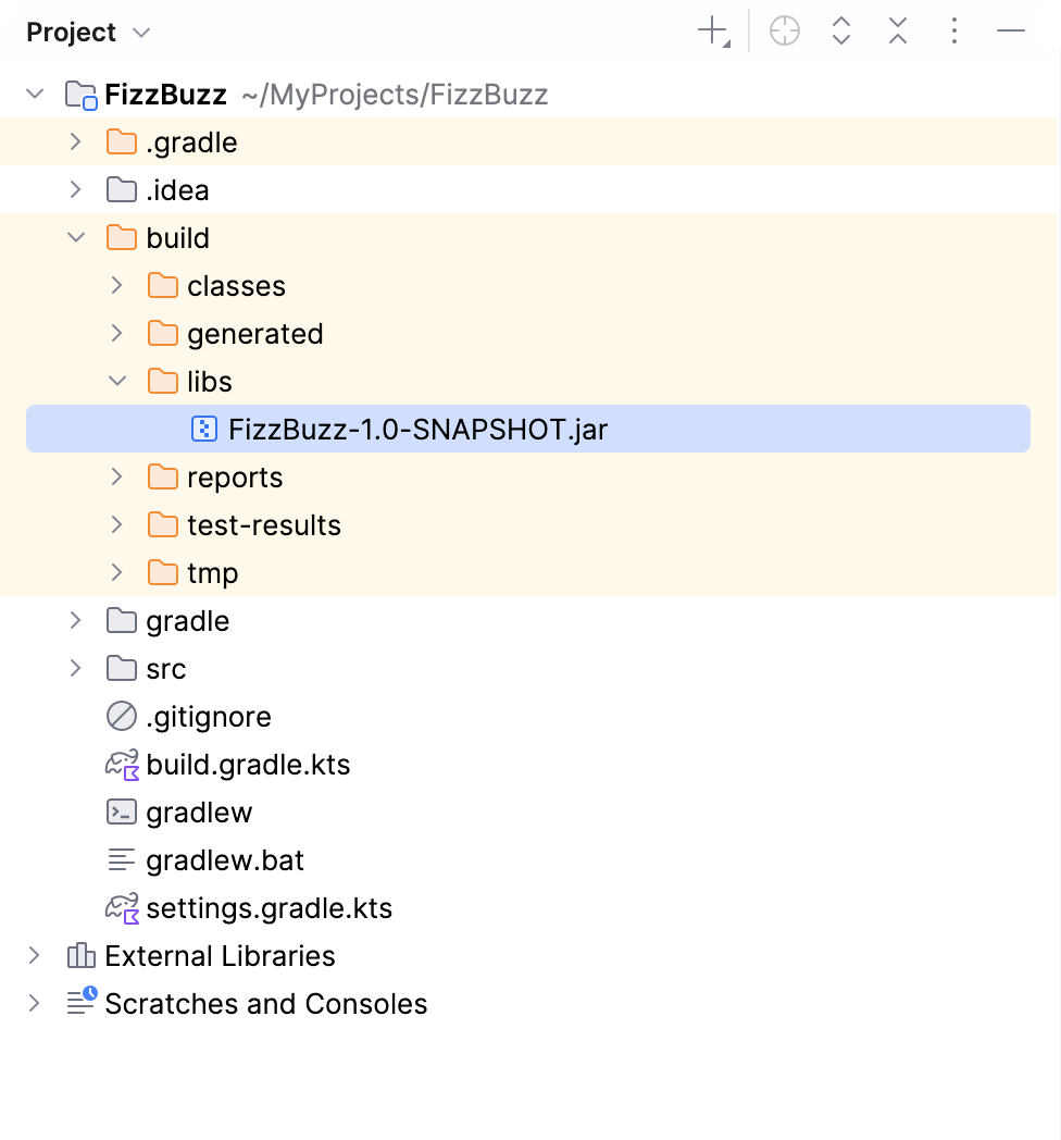 Project tool window: build directory Project tool window: build directory