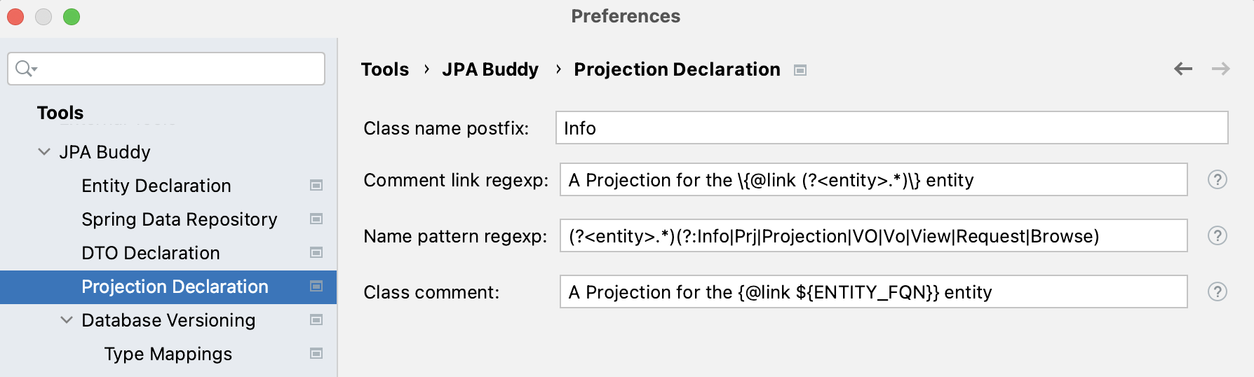 projection-declaration projection-declaration
