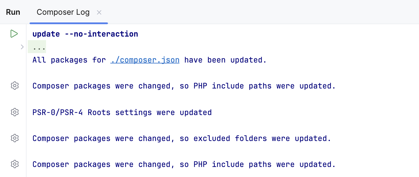 the Composer Log console the Composer Log console