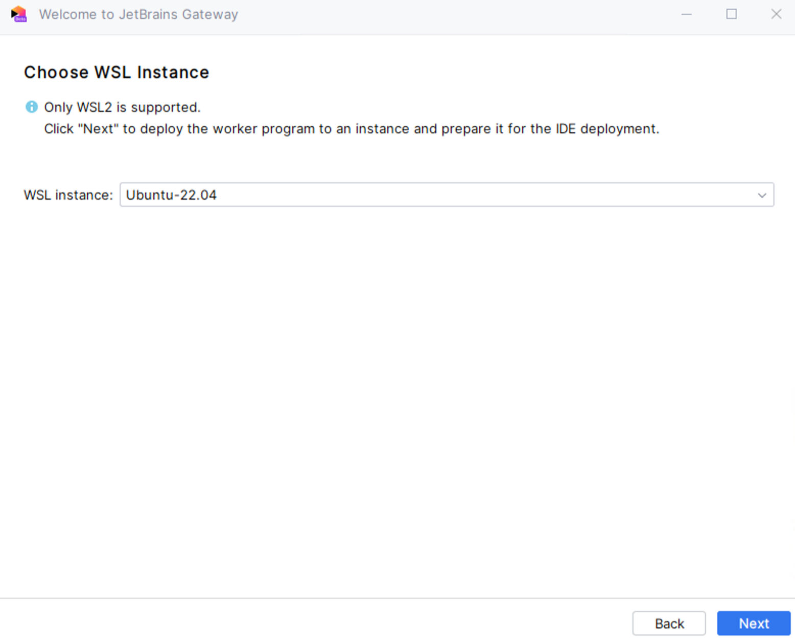 Choose WSL instance Choose WSL instance