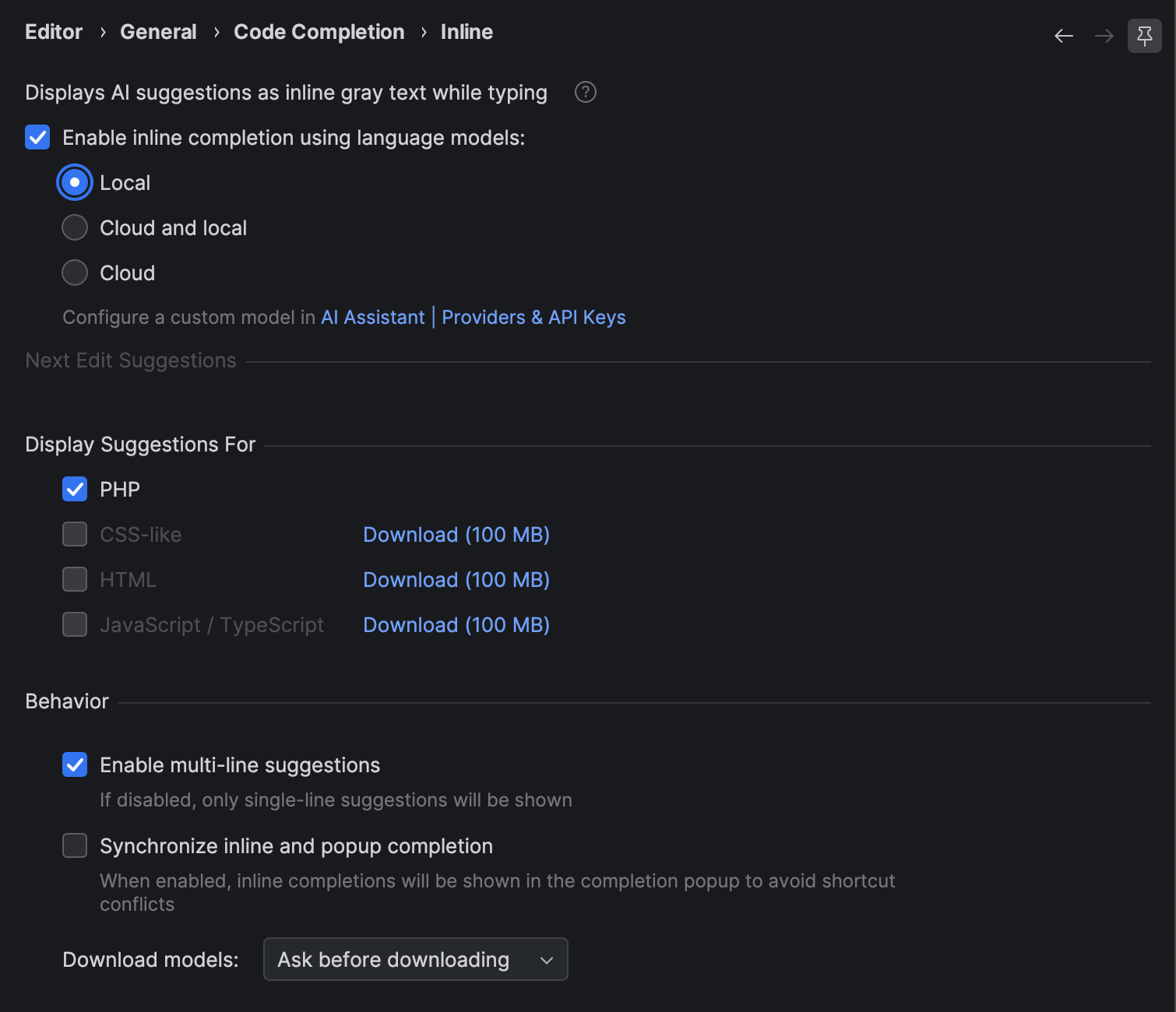 Full Line code completion | PhpStorm Documentation