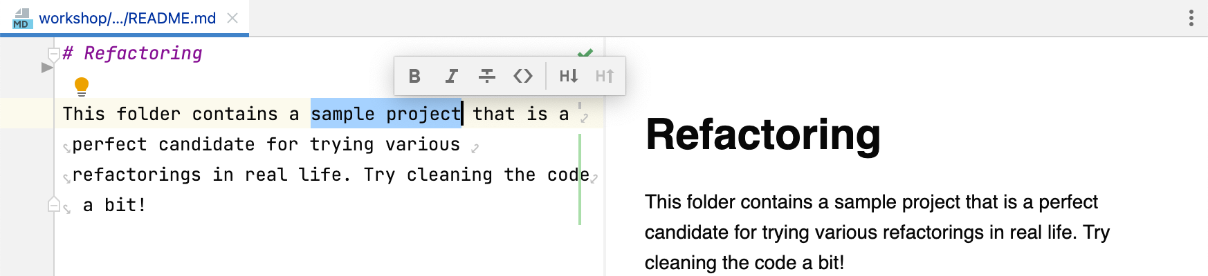 Markdown editor formatting toolbar Markdown editor formatting toolbar