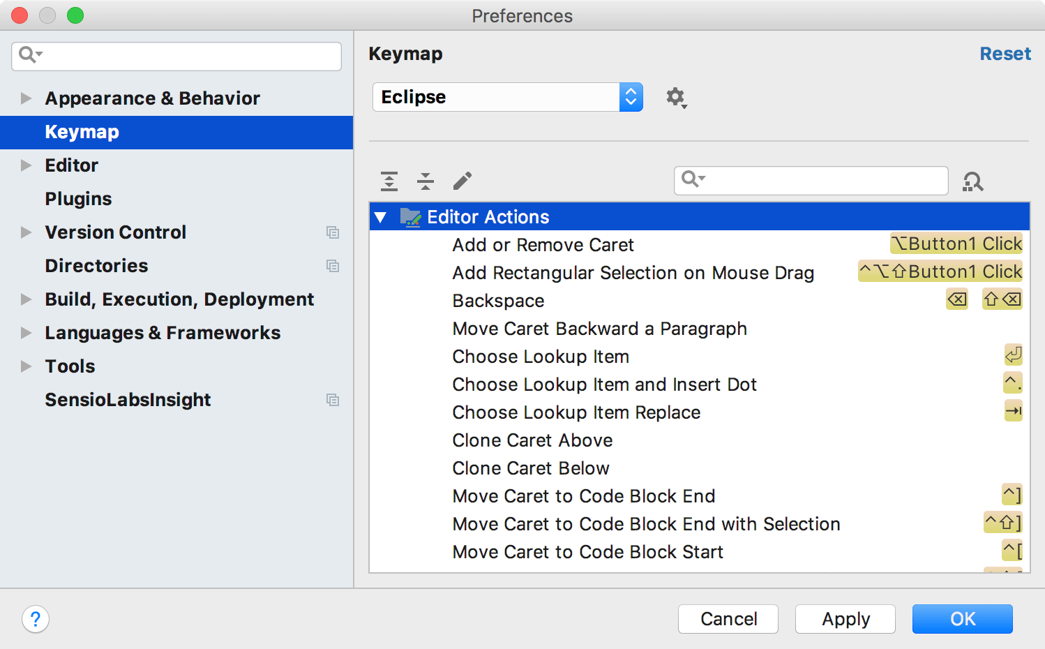 Eclipse keymap Eclipse keymap