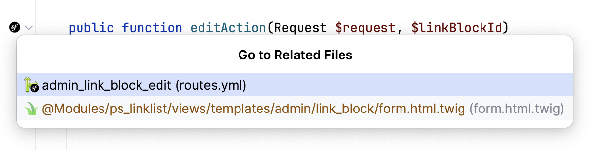 Navigate to Symfony related files Navigate to Symfony related files