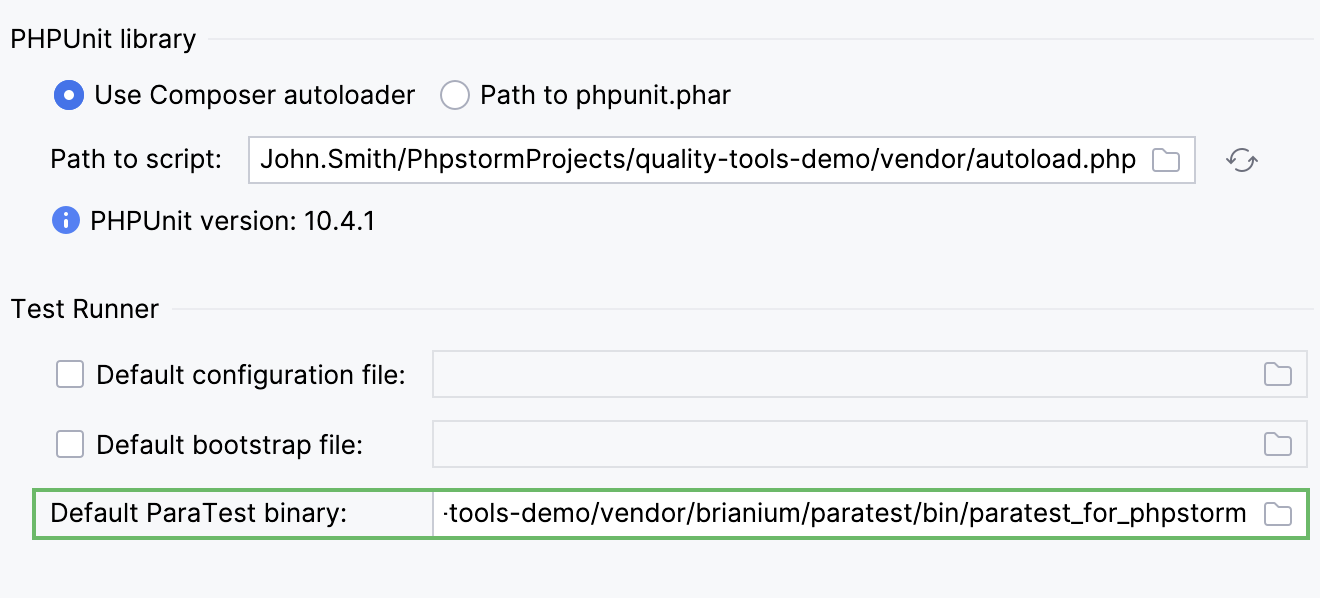 Provide path to ParaTest library in settings Provide path to ParaTest library in settings