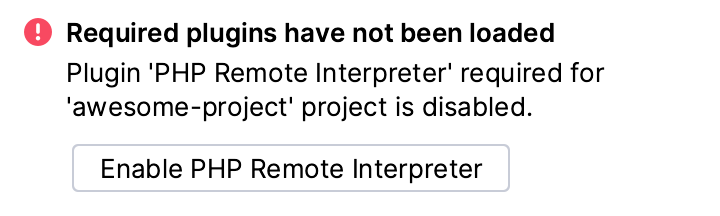 Required plugin not installed warning Required plugin not installed warning