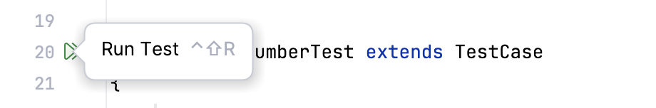 Running a test using the gutter icon Running a test using the gutter icon