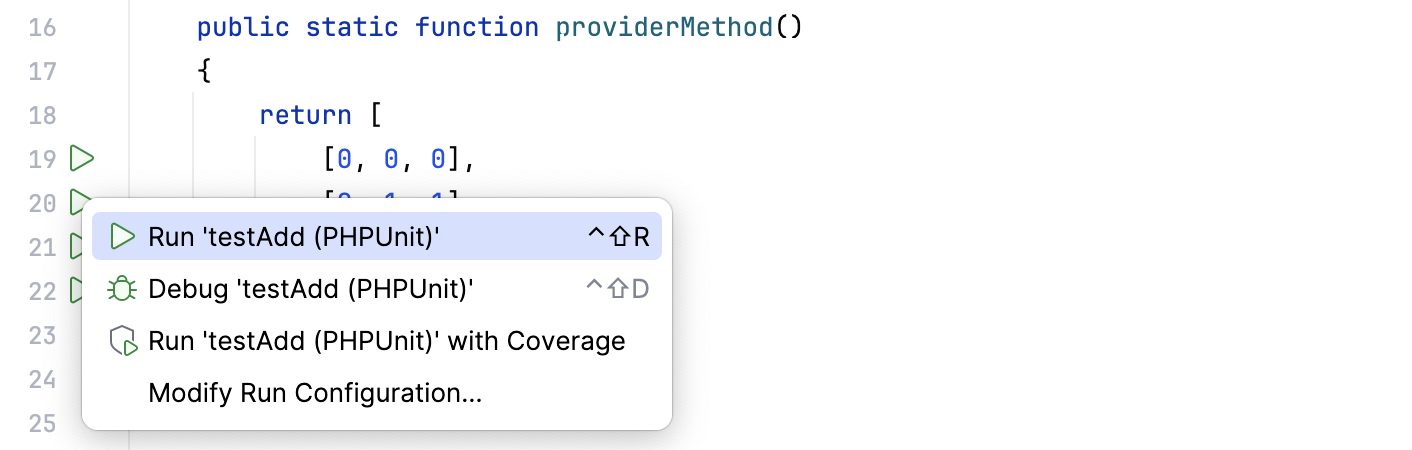 Run a PHPUnit test for a single data set Run a PHPUnit test for a single data set