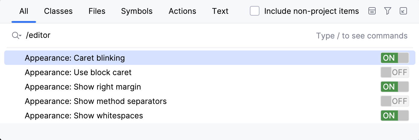 Search for Settings