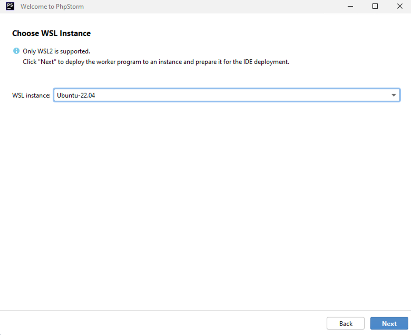 Choose WSL instance Choose WSL instance