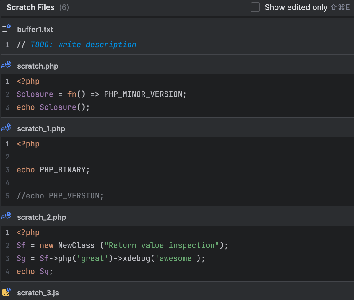 Scratch files | PhpStorm Documentation