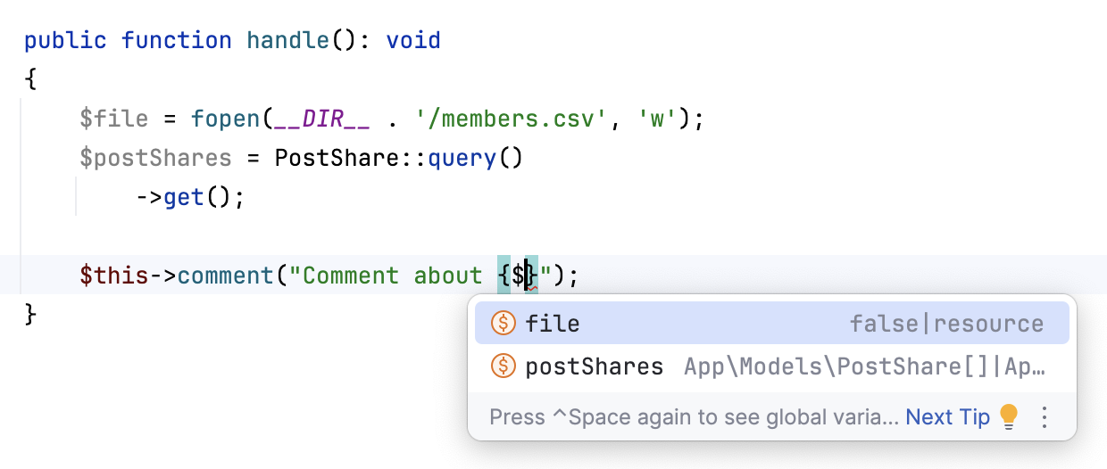Smart type completion Smart type completion