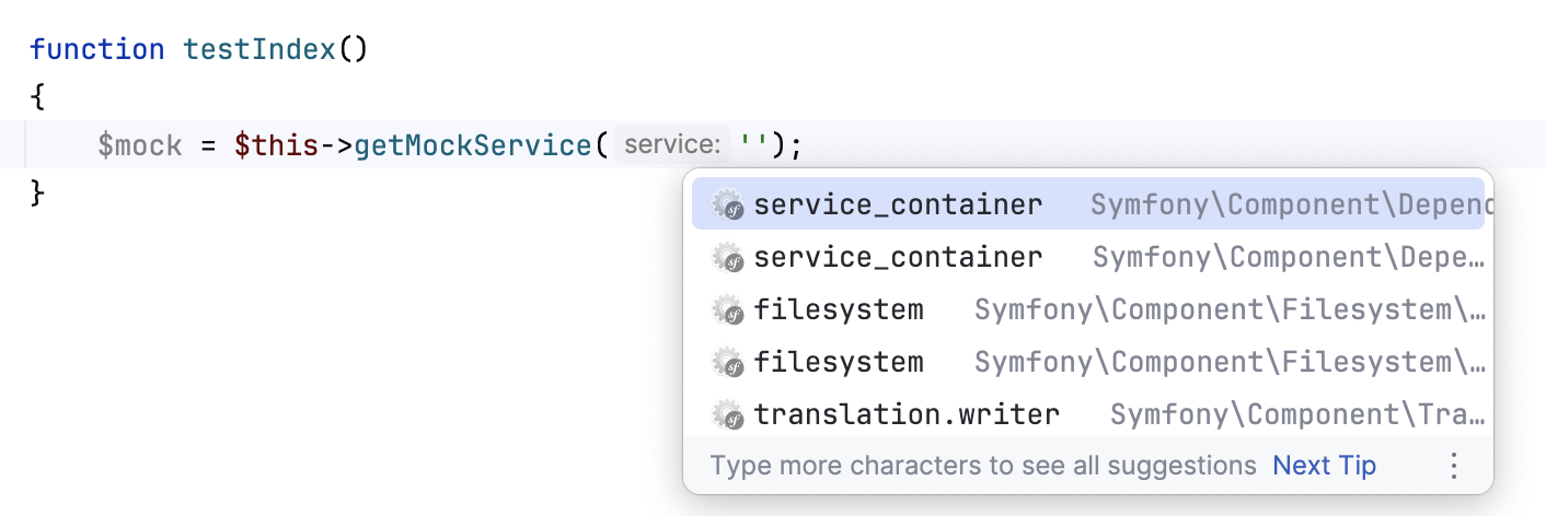 Symfony mock completion in a helper function Symfony mock completion in a helper function