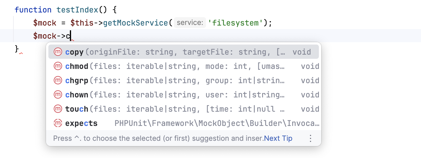 Symfony mock completion in a helper function available Symfony mock completion in a helper function available