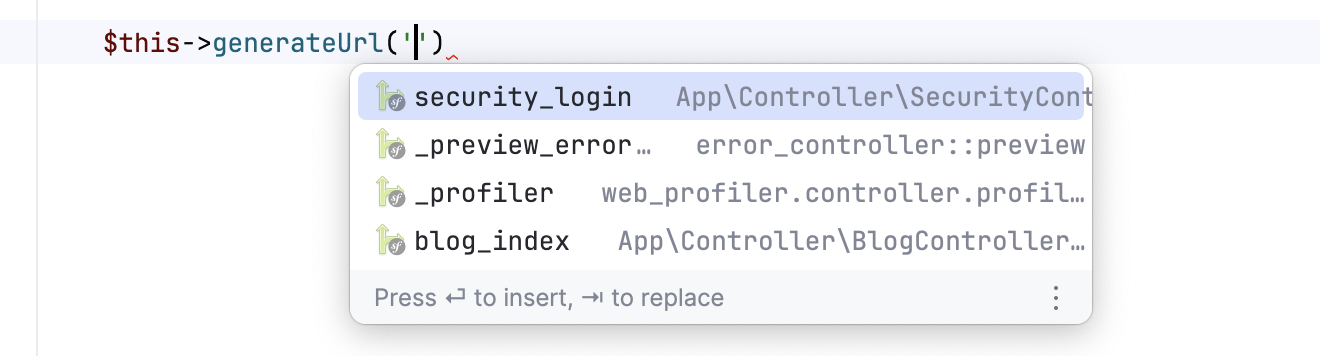 Symfony route name controller completion Symfony route name controller completion