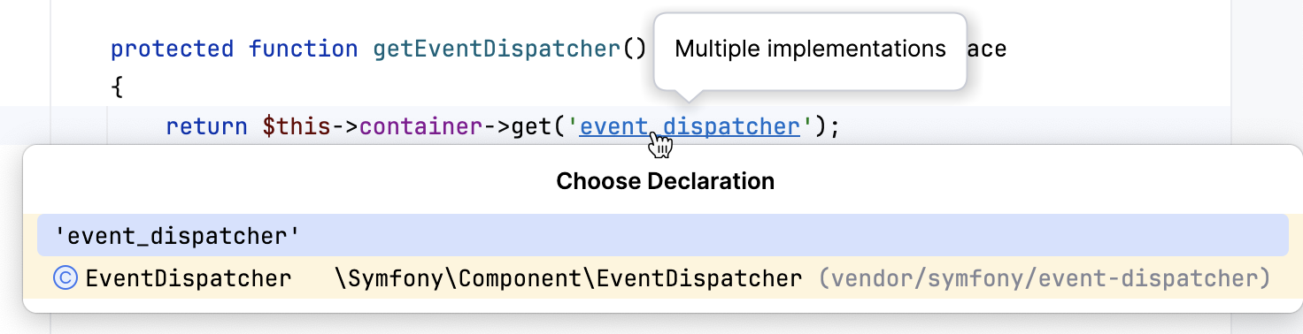 Navigating to Symfony service name declaration Navigating to Symfony service name declaration