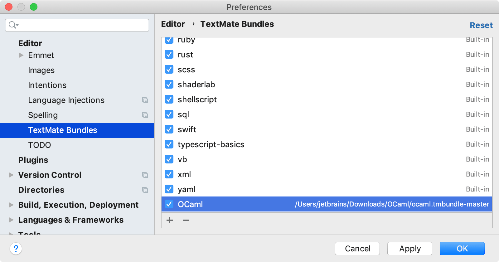 新しい TextMate バンドル