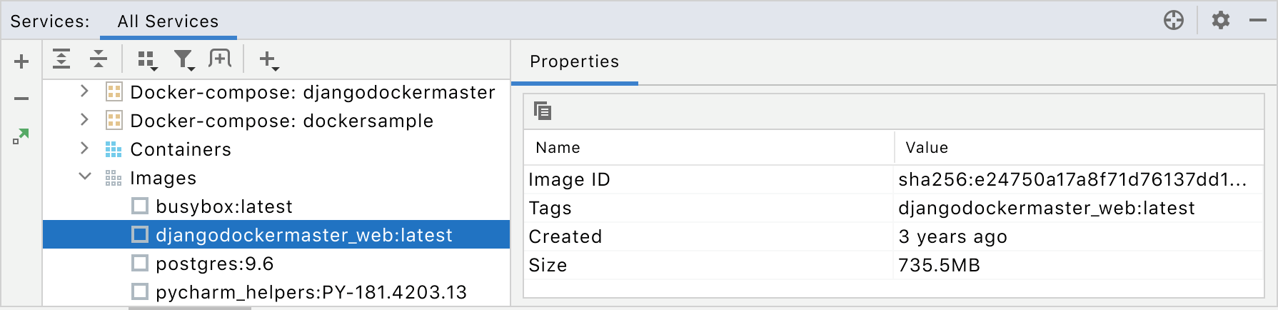 Docker image properties Docker image properties